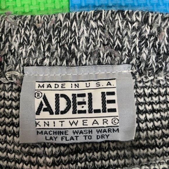 Vintage 80s Adele Boho Knit Sweater Newspaper Print Acrylic Knit Size Medium Rap - Picture 3 of 12